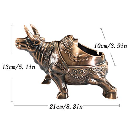 A Prueba de Viento Cenicero con el Ornamento Decorativo de Regalo Tapas de Metal portátil cigarro Cenicero Cenicero Mesa de la Vendimia (Color : A)