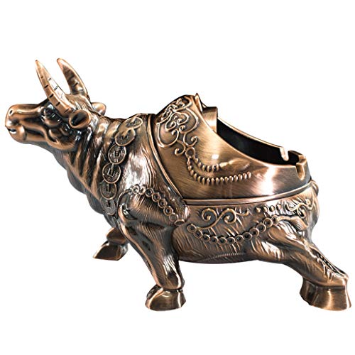 A Prueba de Viento Cenicero con el Ornamento Decorativo de Regalo Tapas de Metal portátil cigarro Cenicero Cenicero Mesa de la Vendimia (Color : A)