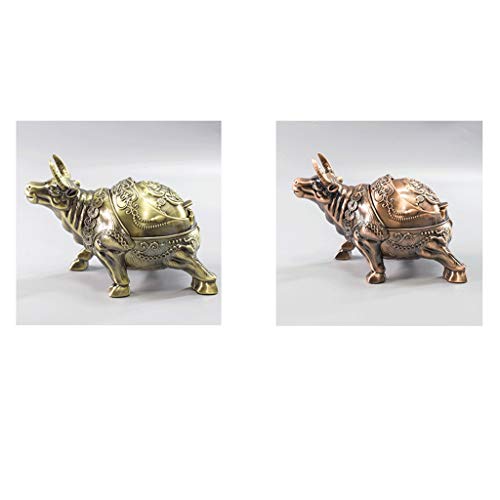 A Prueba de Viento Cenicero con el Ornamento Decorativo de Regalo Tapas de Metal portátil cigarro Cenicero Cenicero Mesa de la Vendimia (Color : A)