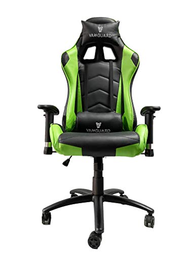 AB Vanguard VD-100 Silla Gaming Escritorio Oficina. 3 AÑOS DE GARANTÍA de la Estructura. Silla de Cuero para Ordenador Gamer Ergonomica con Cojín Reposabrazos Ajustables Respaldo Reclinable