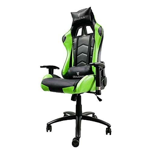 AB Vanguard VD-100 Silla Gaming Escritorio Oficina. 3 AÑOS DE GARANTÍA de la Estructura. Silla de Cuero para Ordenador Gamer Ergonomica con Cojín Reposabrazos Ajustables Respaldo Reclinable