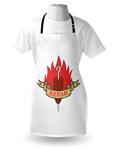 ABAKUHAUS Doner Delantal de Cocina, Kebab Roll con El Icono De La Llama, Resiste Suciedad y Humedad para Uso en Exteriores, Pimentón Marrón Pálido Y Coral Oscuro