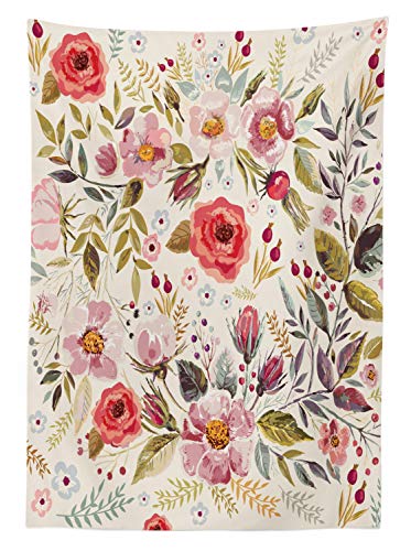 ABAKUHAUS En Mal Estado de Flora Mantele, Abstractas Flores Rosas, Fácil de Limpiar Colores Firmes y Durables Lavable Personalizado, 140 x 200 cm, Multicolor