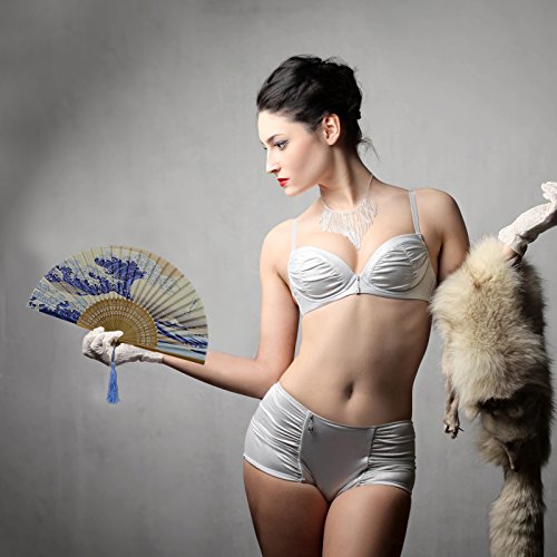 abanico de KAKOO de patrón del oleaje del Mar del estilo mordeno para bailar o Lave tres ceremonias, la boda, la decoración de la pared de la casa