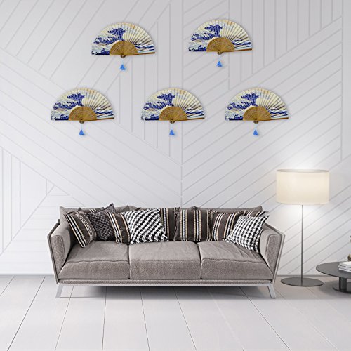 abanico de KAKOO de patrón del oleaje del Mar del estilo mordeno para bailar o Lave tres ceremonias, la boda, la decoración de la pared de la casa