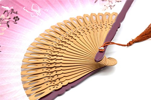 Abanico plegable OMyTea con diseño chino/japonés retro y con funda protectora de tela, Rojo