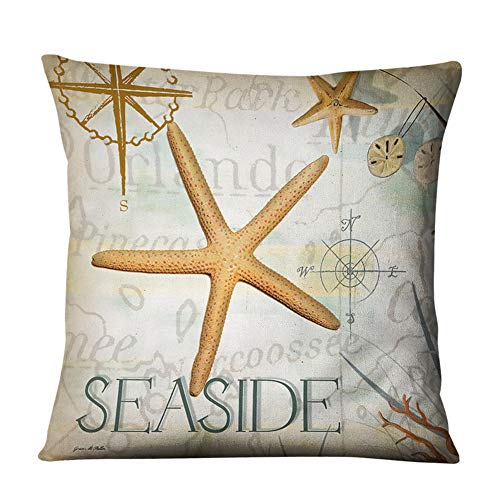 ABLUD Estilo mediterráneo Tiro Fundas de Almohada Estilo Marino mar mariscos Tema Decorativo náutico de la Costa del Amortiguador Casos Decoración de 45 * 45 cm Conjunto de 4