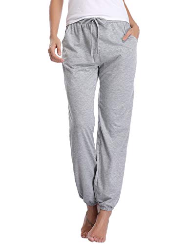 Abollria Pantalones de Pijama Mujer Largos de Suave,Comodo y Moderno,Pantalones Deportivos Casuales Gris,L