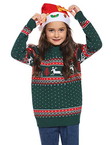 Abollria Suéteres Navideños Jersey de Navidad Pullover de Punto para Mujer Hombre Nina Niño