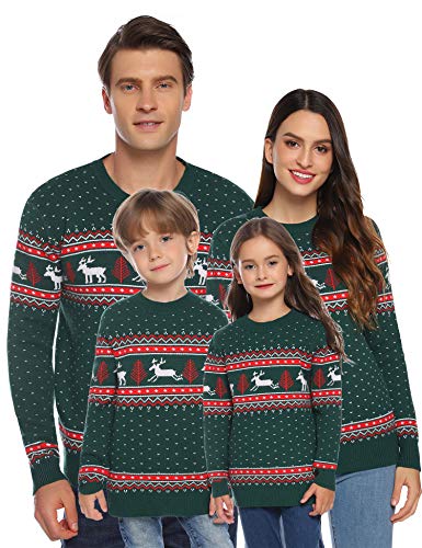 Abollria Suéteres Navideños Jersey de Navidad Pullover de Punto para Mujer Hombre Nina Niño