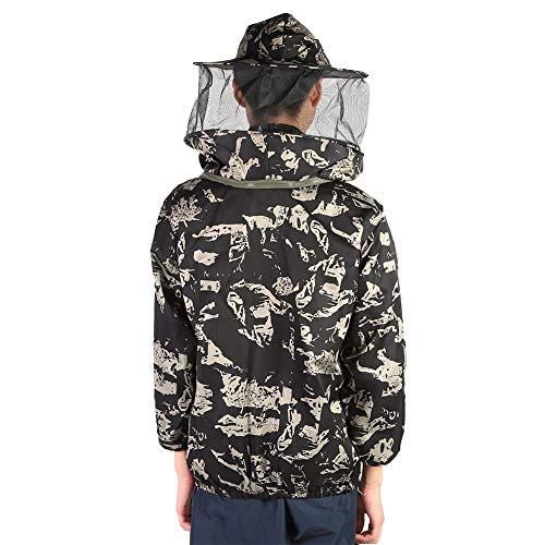 Abrigo de apicultura de algodón poliéster, traje de apicultura profesional de textura suave con capucha de velo redondo, antiácaros para trabajos de apicultura