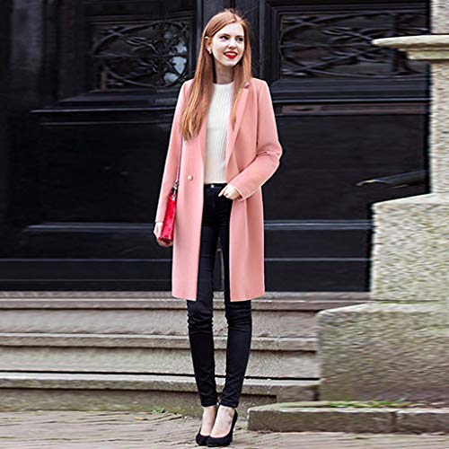 Abrigo de Lana de Solapa de Invierno para Mujer Trench Jacket Abrigo de Manga Larga Outwear Mujer Invierno Rebajas Mujeres Suelto algodón Caliente Impreso Bolsillos más Grueso