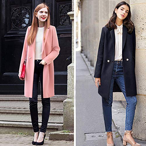 Abrigo de Lana de Solapa de Invierno para Mujer Trench Jacket Abrigo de Manga Larga Outwear Mujer Invierno Rebajas Mujeres Suelto algodón Caliente Impreso Bolsillos más Grueso
