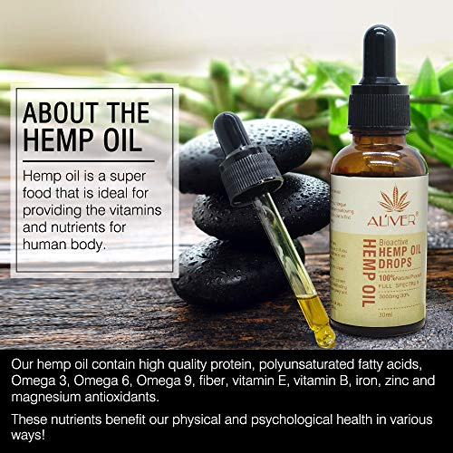 Aceite de cáñamo gotas 30% alta resistencia aceite de semillas de cáñamo 3000 mg extracto de cáñamo bio-activo orgánico ayuda con el sueño, la piel y el cabello, calma el estado (30 ml)