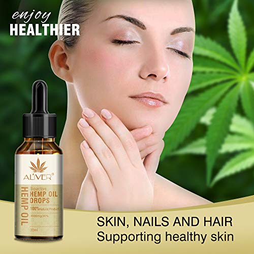 Aceite de cáñamo gotas 30% alta resistencia aceite de semillas de cáñamo 3000 mg extracto de cáñamo bio-activo orgánico ayuda con el sueño, la piel y el cabello, calma el estado (30 ml)