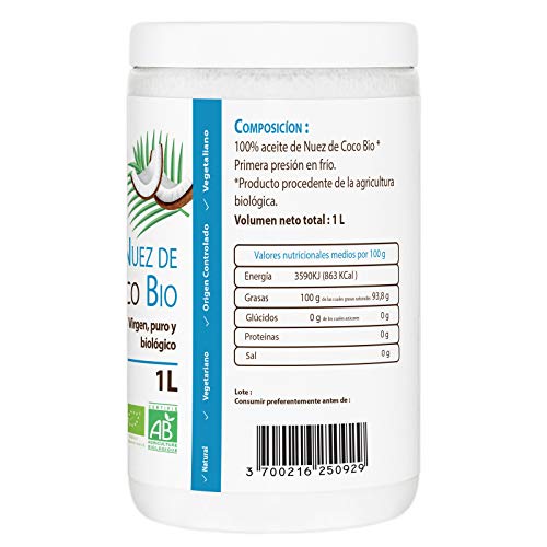 Aceite de Coco Virgen Extra Orgánico - 1 L