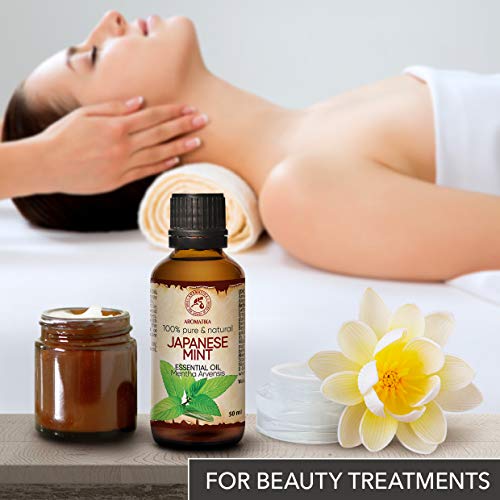 Aceite de Menta Japonesa 50ml - Mentha Arvensis - para Dormir Bien - Cuidado Corporal - SPA - Fragancia de Ambiente - Difusor de Aroma - Lámpara de Fragancia - Aceite de Menta JHP Puro y Natural