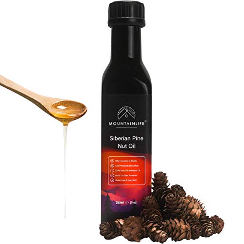 Aceite De Nuez De Pino Siberiano Mountainlife, 250ml, Natural Y Virgen Extra, Sin Filtrar Y Prensado En Frío, Orgánica Y Silvestre Cosechada De Siberia, Auténtico Y De Alta Calidad…