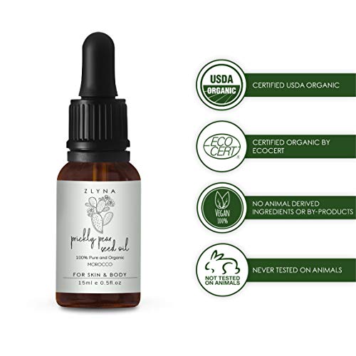 Aceite de Semillas de Higo Chumbo (aceite de Semillas de Cactus) 15ml | 100% Orgánico, Puro, Vegano y Prensado en frío | Aceite hidratante antienvejecimiento para la Piel, Cara, Cuerpo y Cabello