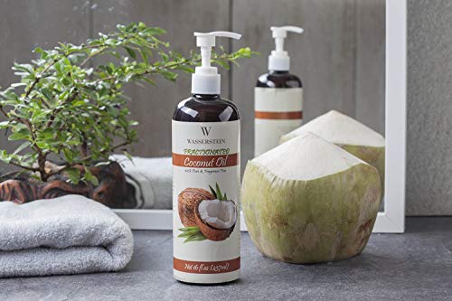 Aceite esencial de coco fraccionado con dispensador – 100% puro y natural. Aceite para aromaterapia y aceite para masaje de Wasserstein (16oz/473ml, coco)