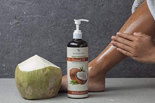 Aceite esencial de coco fraccionado con dispensador – 100% puro y natural. Aceite para aromaterapia y aceite para masaje de Wasserstein (16oz/473ml, coco)