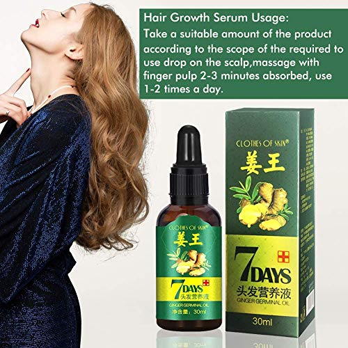Aceite germinal de jengibre, producto para el cuidado del cabello, crecimiento y engrosamiento del cabello, detener la caída del cabello, suero para el cabello, crecimiento rápido del cabello(30 ml)