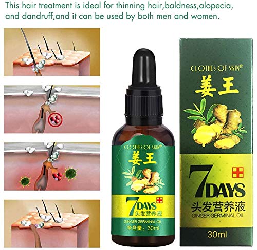 Aceite germinal de jengibre, producto para el cuidado del cabello, crecimiento y engrosamiento del cabello, detener la caída del cabello, suero para el cabello, crecimiento rápido del cabello(30 ml)