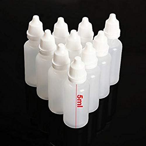 Acenix - Pack de 50 botellas de plástico vacías de alta calidad, 5 ml, 50 unidades, con tapas