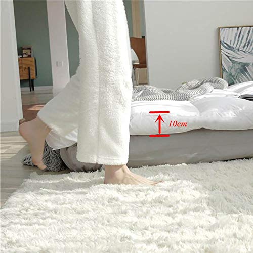 Acolchado Colchón, Suave Gruesas Alfombra De Colchón De Futón Japonés Dormir Tatami Suelo Colchón Topper Rodillo De La Cama Hotel Dorm-de Color Crema 150x200cm(59x79inch)