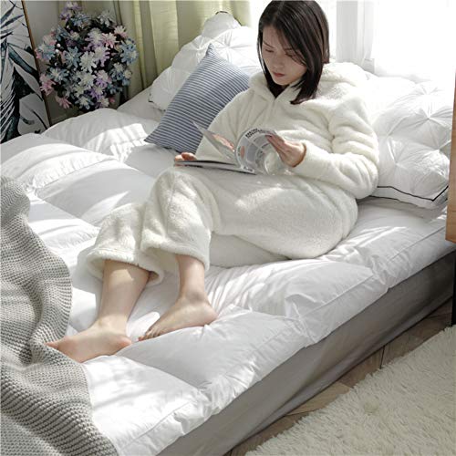 Acolchado Colchón, Suave Gruesas Alfombra De Colchón De Futón Japonés Dormir Tatami Suelo Colchón Topper Rodillo De La Cama Hotel Dorm-de Color Crema 150x200cm(59x79inch)