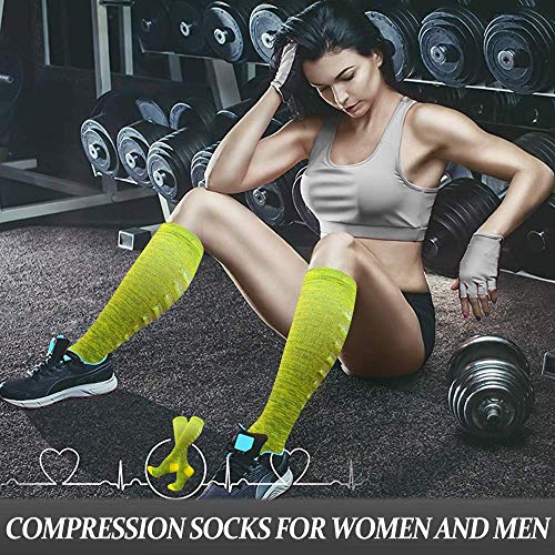ACTINPUT Calcetines de Compresión Medias de Compresion Mujer y Hombre para Running,Atlético, Ciclismo,Médico, Enfermera,Volar, Viajar (Assorted 01-6 Pares, S-M)