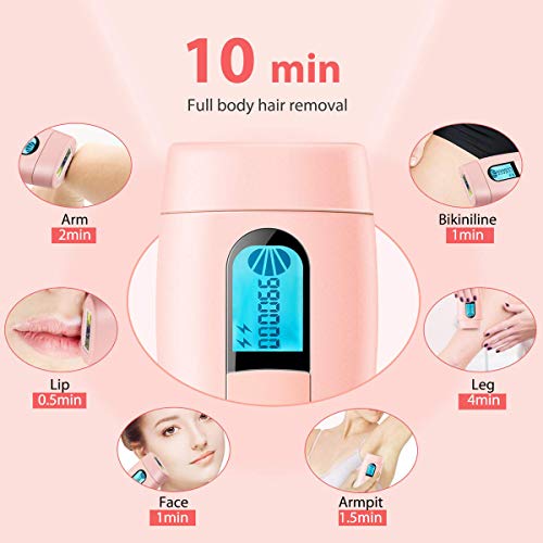 ACTION IPL Depiladora de Luz Pulsada para Mujer, 990,000 Flashes Maquina Depilacion Laser Permanente del Vello Visible en Casa para Facial, Axilas, Espalda, Piernas y Zona Bikini, Rosa