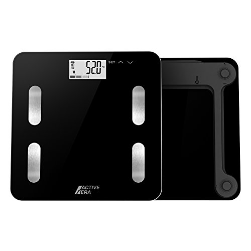 Active Era™ – Báscula de baño ultrafina para medir la grasa corporal. Analizador con% de grasa corporal, IMC, edad, peso y altura (negro)