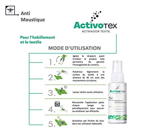 ActivoTex Spray Repelente de Mosquitos Natural | Antimosquitos de Larga duración contra picaduras para niños, Adultos, Perros. | Extracto Natural Citrodiol | Auyentador de Mosquitos Potente (80ml)