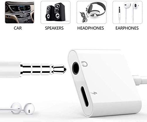 Adaptador de Auriculares para iPhone 11 Cable de Carga Divisor de Audio [Audio + Charge + Call + Music Control] Adaptador de Auriculares para iPhone 7/7 Plus / 8/8 Plus Soporte iOS 12 o Superior