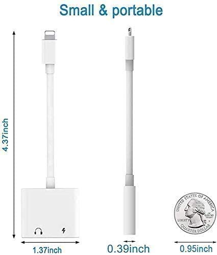Adaptador de Auriculares para iPhone 11 Cable de Carga Divisor de Audio [Audio + Charge + Call + Music Control] Adaptador de Auriculares para iPhone 7/7 Plus / 8/8 Plus Soporte iOS 12 o Superior