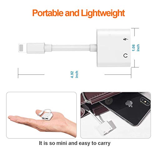 Adaptador de Auriculares para iPhone 11/11Pro/XS/XR/XS MAX/8 Plus Adaptador de Dual AUX Cable Adaptador de para iPhone Convertidor de Audio Soporte de Control de Volumen del Todo iOS Blanco