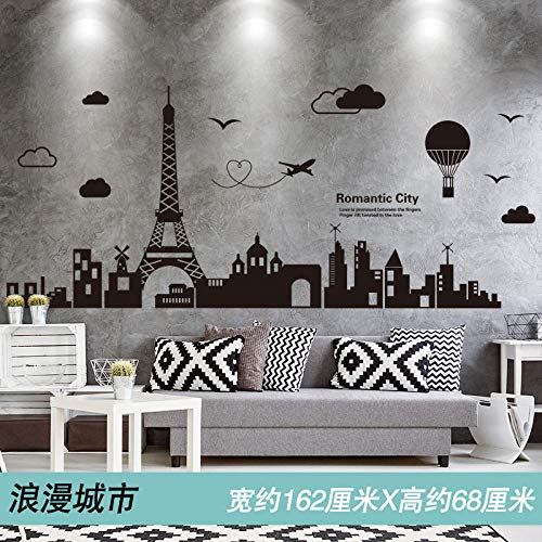 Adhesivo de pared Fondo nórdico decoración de la pared papel pintado autoadhesivo cielo estrellado hermosa23 ciudades románticas_Extra grande