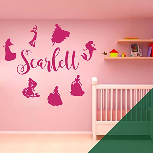 Adhesivo decorativo para pared, diseño de princesas de Disney, Elsa, Anna, Rapunzel, Ariel, Aurora, Belle, Cenicienta [Bosque]