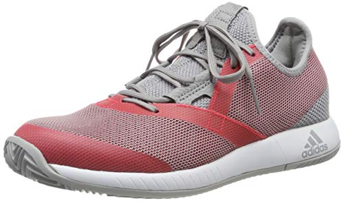 adidas Adizero Defiant Bounce W, Zapatillas de Tenis para Mujer, Gris (Light Granite/Shock Red/FTWR White Light Granite/Shock Red/FTWR White), 38 EU