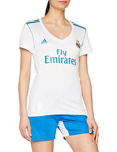 adidas H JSY W Camiseta 1ª Equipación Real Madrid 2017-2018, Mujer, Blanco/azuint, XS