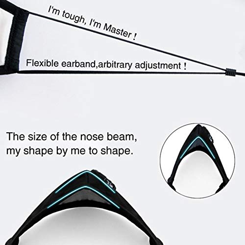 ADJU Cubierta de Boca de Carbono Activado Anti Smog Reutilizable, Mascarilla Transpirable de algodón con válvula de respiración para Bicicleta, Viajes, esquí, Correr, Moto, al Aire Libre