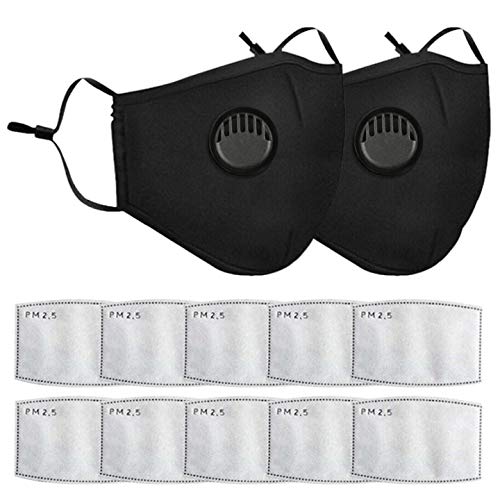 ADJU Cubierta de Boca de Carbono Activado Anti Smog Reutilizable, Mascarilla Transpirable de algodón con válvula de respiración para Bicicleta, Viajes, esquí, Correr, Moto, al Aire Libre