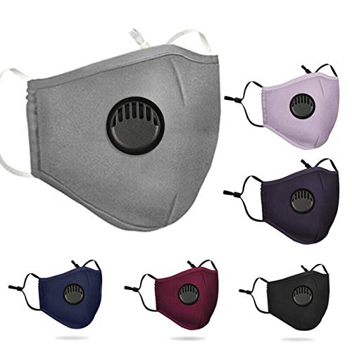 ADJU Cubierta de Boca de Carbono Activado Anti Smog Reutilizable, Mascarilla Transpirable de algodón con válvula de respiración para Bicicleta, Viajes, esquí, Correr, Moto, al Aire Libre