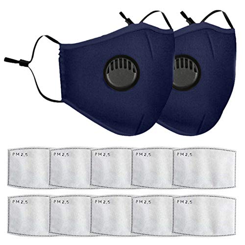 ADJU Cubierta de Boca de Carbono Activado Anti Smog Reutilizable, Mascarilla Transpirable de algodón con válvula de respiración para Bicicleta, Viajes, esquí, Correr, Moto, al Aire Libre