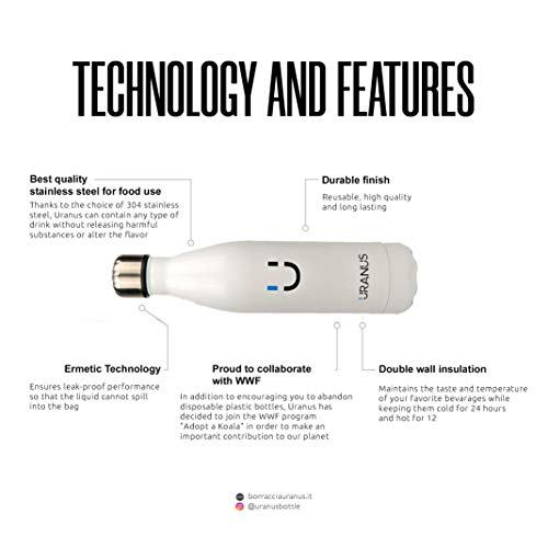 ADOPTA un Koala - Cantimplora Termal de Acero Inoxidable 750ml - Oficina, Deporte, Uso Diario - Mantiene Agua y Bebidas Frías y Calientes - Botella Ecológica - 100% Segura (Luxury White)