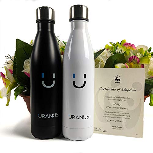 ADOPTA un Koala - Cantimplora Termal de Acero Inoxidable 750ml - Oficina, Deporte, Uso Diario - Mantiene Agua y Bebidas Frías y Calientes - Botella Ecológica - 100% Segura (Luxury White)