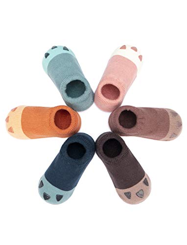 Adorel Calcetines Zapato Antideslizantes para Bebé Lote de 6 Pata de Gato 1-2 Años (Tamaño del Fabricante S)