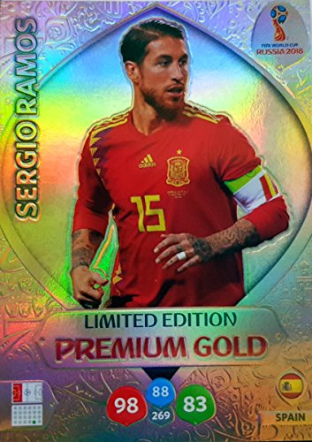 ADRENALYN XL FIFA WORLD CUP 2018 RUSSIA – SERGIO RAMOS PREMIUM GOLD LIMITED EDITION TRADING CARD – ESPAÑA