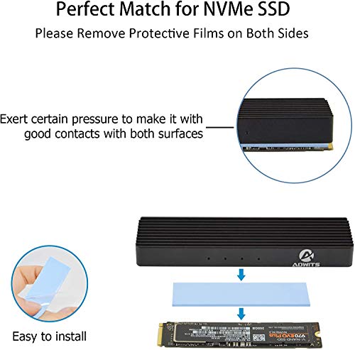 ADWITS Pack de 9 Almohadillas de Silicona termoconductoras con 6.0 W/MK de conductividad térmica, Suave, Seguro, fácil de aplicar para SSD CPU GPU LED IC Chipset Cooling -Azul